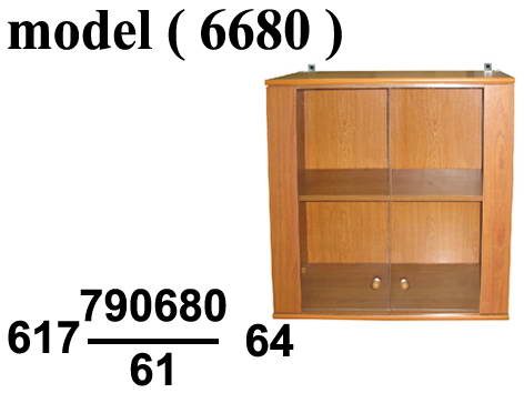 مكتبات خشبية C (مو 6680) مكتبة فايلات راسية علوى 2 ضلفة زجاج (جوز فاتح 201)(W=80,D=40,H=80CM)