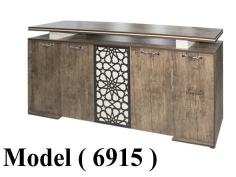 **  مكتبات خشبية C (مو 6915) # مكتبة ارابيسك افقية 5 ضلفة بنى (2510)(W=200,D=40,H=110CM)