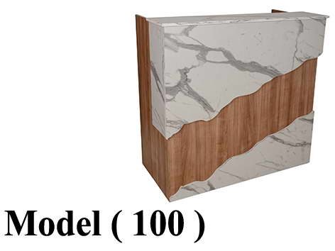 كاونترات استقبال C (مو100) كاونتر خشبي X رخامي بالاضاءة (W=126,D=63,H=120CM)