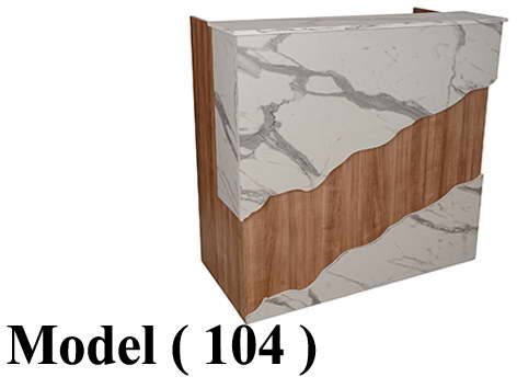 كاونترات استقبال C (مو 104) كاونتر خشبي X رخامي بالاضاءة (W=140,D=70,H=120CM)