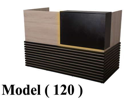 كاونترات استقبال C ( مو 120 ) كاونتر خشبي شرائح بالاضاءة اسود * ارو كينى (W=160,D=84,H=112.5CM)(K123 - 3 )