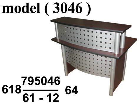 كاونترات استقبال C (مو 3046) كاونتر 8 ماسورة دوران 2 درج (جوز فاتح)(201)(W=120 D=75 H=110 CM)