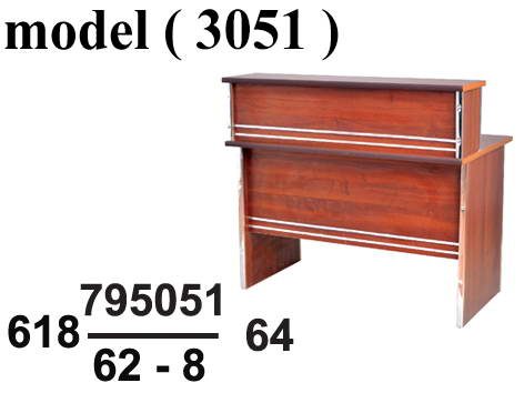 كاونترات استقبال C (مو 3051) كاونتر مستقيم صدر خشب حلية نيكل (جوز غامق 206) (W=80,D=50,H=110CM)