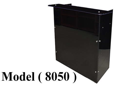 ** كاونترات زجاجية مكونة B (مو 8050) كاونتر 2 درج زجاج سيكوريت 12مم 82 سم اسود