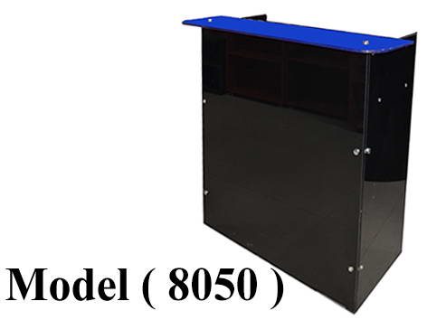 ** كاونترات زجاجية مكونة C (مو 8050) كاونتر 2 درج زجاج سيكوريت 12مم 82 سم ازرق