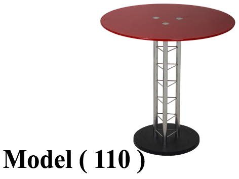 ترابيزات زجاج (NO) D (مو 110) ترابيزة زجاج دائرية احمر برونز (H=75,DIA=70CM)