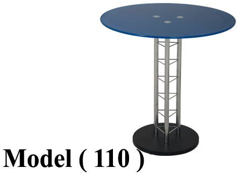 ترابيزات زجاج (NO) D (مو 110) ترابيزة زجاج دائرية ازرق برونز (H=75,DIA=70CM)