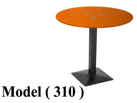 ترابيزات زجاج (NO) D (مو 310) ترابيزة زجاج دائرية برتقالى برونز شاسية معدنى (H=75,DIA=70CM)
