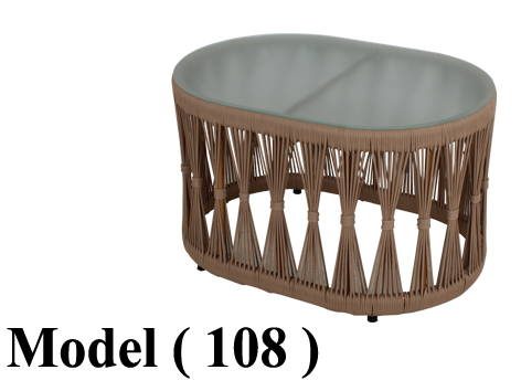 راتان C (مو108) ترابيزة راتان روبس بنى بالزجاج(W=90,D=60,H=53CM)
