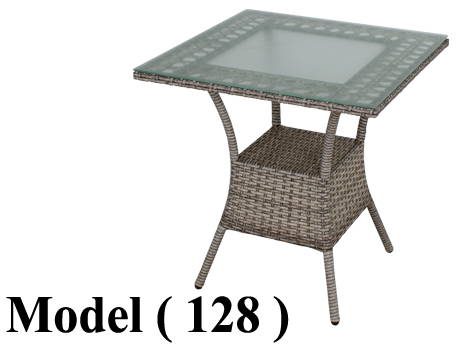 راتان C (مو 128) ترابيزة راتان مربعة رمادي شاملة الزجاج(W=70,D=70,H=74CM)