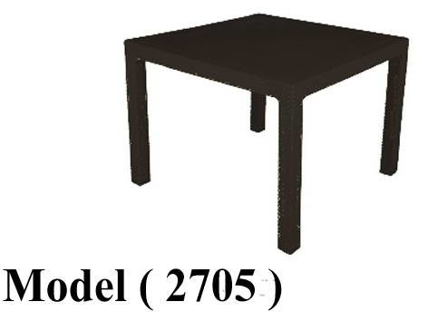 راتان (NO) E (مو 2705) $ ترابيزة روبيتان طعام مربعة قرصة بلاستيك مدعمة اسود (W=90,D=90,H=70CM) (CTR2)