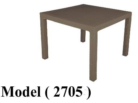 راتان (NO) E (مو 2705) ترابيزة روبيتان طعام مربعة قرصة بلاستيك مدعمة بنى (W=90,D=90,H=70CM) (CTR2)