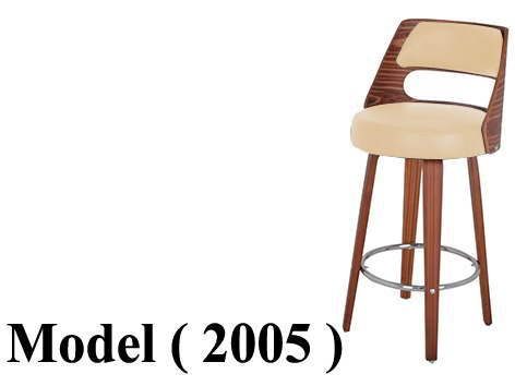 كراسى خشبية C (مو 2005) # كرسى بار ثابت ارجل خشب قاعدة وظهر (خشب*جلد) بيج ( M-540 )