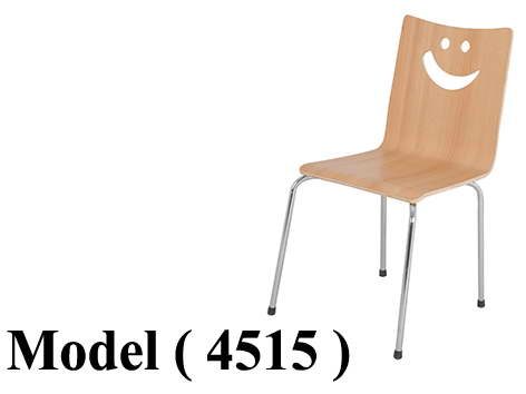 كراسى خشبية C (مو 4515) كرسى بلاى وود ماك هابى فيس شاسية نيكل كروم بنى (SMILE)
