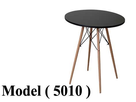 ترابيزات خشبية (NO) E (مو 5010) ترابيزة دائرية ميلامين اسود ارجل خشب زان (H=70CM,DIA=60CM)