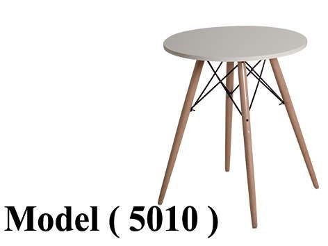 ترابيزات خشبية (NO) E (مو 5010) ترابيزة دائرية ميلامين ابيض ارجل خشب زان (H=70CM,DIA=60CM)