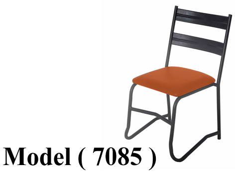 كراسى معدنية (NO) D (مو 7085) # كرسى معدنى اسود ظهر 2شريحة قاعدة مربعة جلد برتقالى