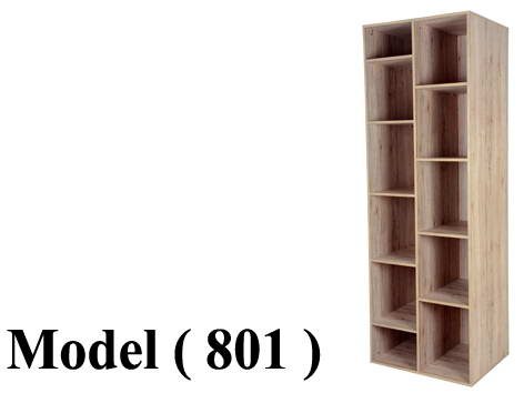 *** سراير حائطية B (مو 801) مكتبة خشبية مفتوحة 10عين ارو (9003) (W=80,D=42,H=226CM)