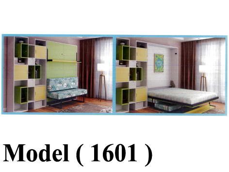 ***سراير حائطية  C   مو (1601) # سرير حائطى كامل برف و كنبة و خشب و مرتبة عرض 150 سم Cim. W=150 x C=200 x H=15 BM