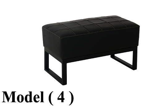 ** بوفات C (مو 4) بوف جلد مستطيل (اسود) (شاسية معدن + قاعدة جلد) (W=80,D=40,H=45CM)