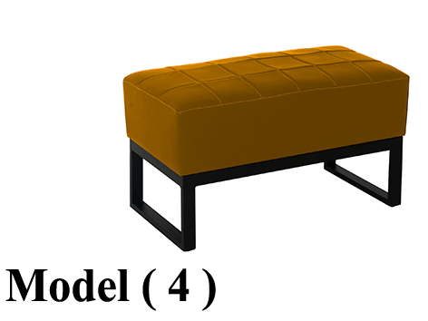 ** بوفات C (مو 4) بوف جلد مستطيل (بنى) (شاسية معدن + قاعدة جلد) (W=80,D=40,H=45CM)