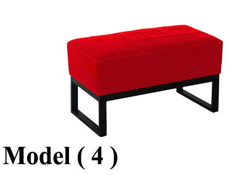 ** بوفات C (مو 4) بوف جلد مستطيل (احمر) (شاسية معدن + قاعدة جلد) (W=80,D=40,H=45CM)