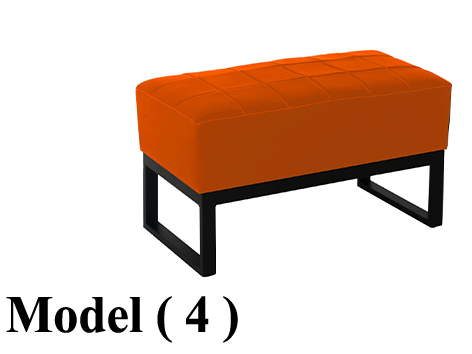 ** بوفات C (مو 4) بوف جلد مستطيل (برتقالى) (شاسية معدن + قاعدة جلد) (W=80,D=40,H=45CM)