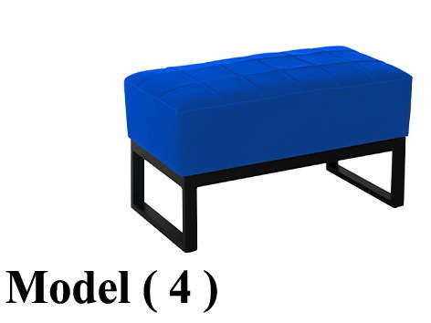 ** بوفات C (مو 4) بوف جلد مستطيل (ازرق) (شاسية معدن + قاعدة جلد) (W=80,D=40,H=45CM)
