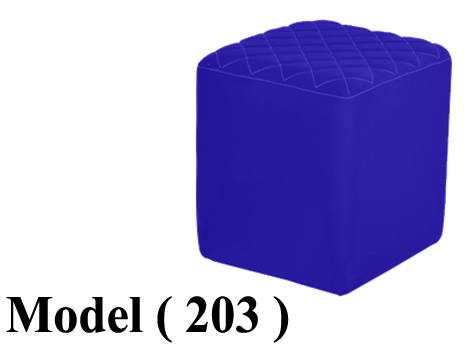 ** بوفات C (مو 203) بوف جلد مثلثات لوكس مربع ازرق (W=35,D=35,H=40CM)