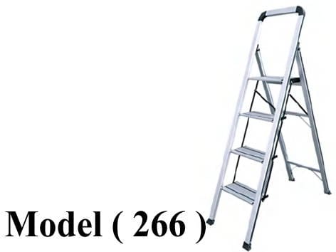 سلالم NO E (مو266) سلم المونيوم منزلي 4 درجة فضي ارتفاع 0.96 متر (AF0704B)