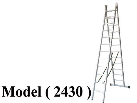 سلالم C (مو 2430) سلم ألومنيوم وصلتين ممتد ومزدوج فضى 24 درجة (ارتفاع 6.10 متر) (12-44) (W=50,D=207,H=610CM)