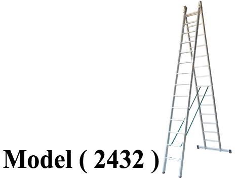 سلالم C (مو 2432) سلم ألومنيوم وصلتين ممتد ومزدوج فضى 28 درجة (ارتفاع 7.25 متر) (14-44) (W=50,D=242,H=725CM)