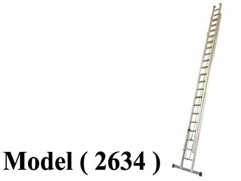 سلالم C (مو 2634) سلم ألومنيوم وصلتين بحبل وهوك اوتوماتيك فضى 40 درجة (ارتفاع 9.85 متر) (20-46) (W=100,H=985CM)