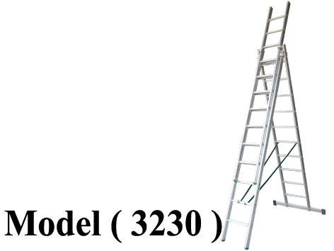 سلالم C (مو 3230) سلم ألومنيوم 3وصلات ممتد ومزدوج فضى 24 درجة (ارتفاع 5.85 متر) (K43-08) (W=51,D=170,H=585CM)