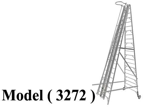 سلالم C (مو 3272) سلم الومنيوم 3 وصلات ممتد ومزدوج فضى 72 درجة (ارتفاع 11.50 متر)(24-92) (W=158,D=273,H=1150CM)